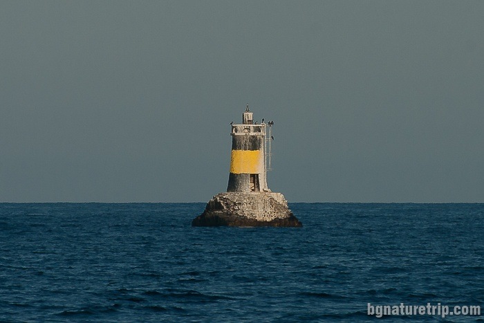 The Pomorie lighthouse, which is a navigational marker for passing ships